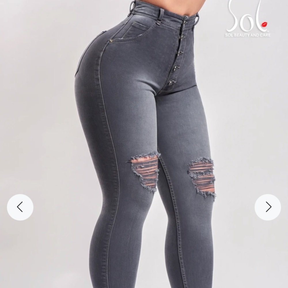 Sol beauty and care jeans - space gray color with a few rips